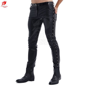 กางเกงหนังสั่งทำราคาส่งสำหรับผู้ชาย พร้อมโลโก้แบบกำหนดเอง ดีไซน์พิเศษ - Product Image 3