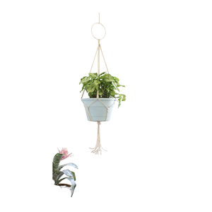 Porte-plante en macramé avec logo personnalisé, panier suspendu pour plantes d'intérieur et d'extérieur, corde en coton macramé, décoration pour la maison, fournisseur indien - Product Image 1