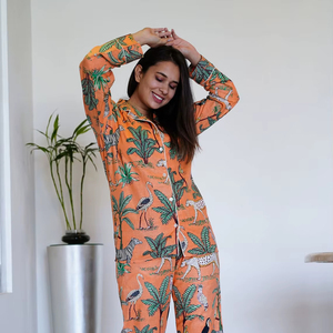Pijama de algodón para mujer, camisón de verano para la playa, camisón de algodón suave estampado, camisón con botones, camisa de pijama estampada - Product Image 1