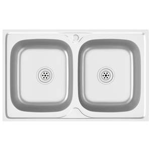 Évier de cuisine en acier inoxydable argenté avec deux bacs 31,5''x19,7''x6,1'' - Product Image 2