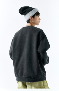 เสื้อสเวตเชิ้ตคุณภาพสูง ราคาโรงงาน OEM ผ้าเทอร์รี่บุซับใน กันลม น้ำหนัก 370 กรัม เสื้อพูลโอเวอร์ลำลองแฟชั่นสำหรับฤดูใบไม้ผลิ เสื้อสเวตเชิ้ตบุขนสำหรับผู้ชาย - Product Image 3