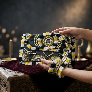 Handmade Beaded Envelope Clutch Bag Fringe <b>Sequin</b> Crossbody Messenger Purse for Women Party Travel - Product Image 3