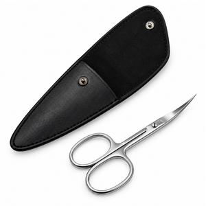 Ciseaux de manucure en acier inoxydable de qualité supérieure avec lame incurvée et étui en cuir pour une coupe précise des cuticules, design portable - Product Image 4