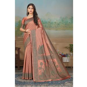 Sari de Seda Banarasi de Diseño Único y Elegante para Mujer, Perfecto para Festivales, Bodas y Fiestas, Disponible para la Venta - Product Image 6