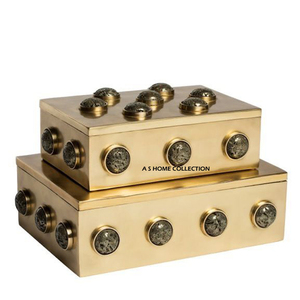 Boîte à bijoux en aluminium doré très demandée avec pierres précieuses en résine, décoration d'intérieur, objet de décoration, idée cadeau idéale - Product Image 2