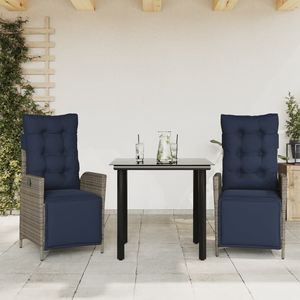 Conjunto de Comedor para Jardín Gris de 2 Plazas, Muebles de Ratán para Exteriores, Resistentes a la Intemperie, Diseño Contemporáneo - Product Image 1