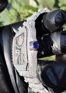 Reloj de Lujo con Esqueleto Esmerilado, Diamantes Moissanite VVS, Totalmente Adornado, Correa de Acero Inoxidable Cuadrada, Edición Limitada Vintage para Hombre - Product Image 2