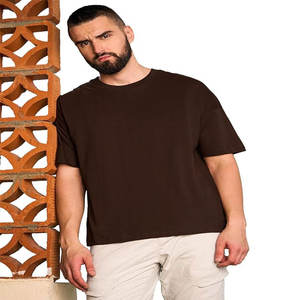 Camiseta de Algodón Grueso para Hombre, de Alta Calidad, con Diseño de Logotipo Personalizado, Cuello Redondo, Hombros Caídos, Talla Grande - Product Image 3