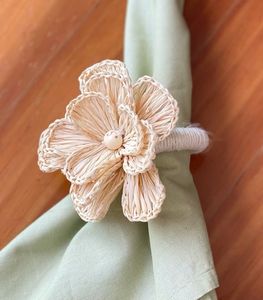 Anillo para Servilletas de Rafia Hecho a Mano, Decoración de Mesa Estilo Bohemio, Forma Irregular, Decoración del Hogar, 1 Pieza - Product Image 1
