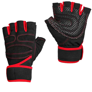 Gants de sport professionnels en cuir demi-doigts respirants pour musculation et fitness, antidérapants, résistants à l'usure, avec fermeture auto-agrippante pour adultes - Product Image 1