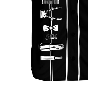 Nueva llegada: Ropa de trabajo para barberos, camisa con sublimación de logotipo personalizado, bata lavable, camiseta de barbero, estilo jersey de béisbol para barbero - Product Image 5