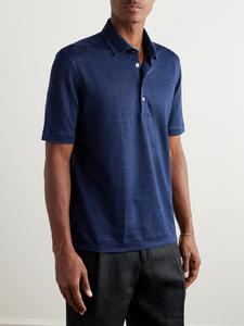 Polo Personalizado de Manga Corta para Hombre, Color Azul Marino, Tejido de Algodón, Estilo Casual, Transpirable, Color Sólido, Corte Regular - Product Image 1