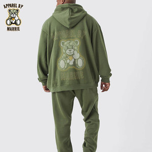 Conjunto de Sudadera con Capucha y Pantalones Deportivos de Algodón Grueso, con Cierre, Impresión de Logotipo Personalizada, Marca Privada OEM, Ropa Deportiva de Alta Calidad para Hombre - Product Image 2