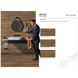 Wood Coffee Brown 24x48 Inch Rustic Porcelain Wall Floor Tiles Natural Timber Look Ceramic Collection - Product Image 1