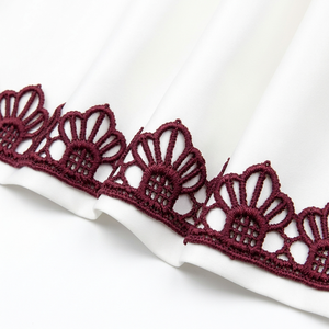 15mm Burgundy Floral Guipure GPO Lace Trim Customizable Direct Factory 20 Meter Packing for Wedding Favors Gift <b>Boxes</b> Invitation - Product Image 1