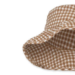 High Quality Brown Checkered Cotton Poplin Bucket <b>Hat</b> Unisex Casual Spring <b>Summer</b> Style - Product Image 5