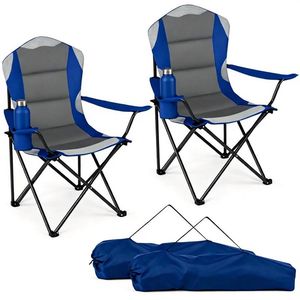 Confezione da 2 pezzi per impieghi gravosi # Sedie da campeggio imbottite in Oxford 600D (portata 150 kg) - Sedie da giardino portatili con portabicchieri - Logo OEM per parchi - Product Image 1