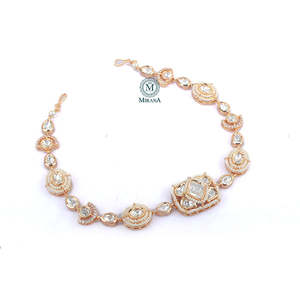 Aditi Polki Designer Sheeshpatti-Solid Brass Religious Chain Necklace Zircon Heart Women's Wedding Casual - Product Image 1