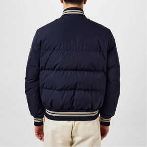 Nueva Chaqueta Varsity Azul Marino para Hombre, Estilo Preppy, Cuello Camisero, Cierre de Botones, Corte Regular, para Otoño, Color Sólido, Poliéster - Product Image 3