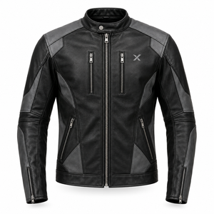 Chaqueta de Motociclista de Cuero Estilo Urbano |   Negro Gris Oliva Borgoña |   Fabricante OEM ODM |   Diseño de Calidad Premium | - Product Image 1