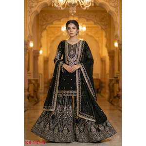 ชุดชาราร่าดีไซน์เนอร์ระดับพรีเมียม ผ้าจอร์เจตต์เนื้อหนา ตกแต่งด้วยงานปักเลื่อมอย่างประณีต เหมาะสำหรับงานแต่งงานและงานเฉลิมฉลอง - Product Image 1