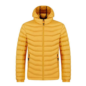 <b>Cheap</b> Light Warm Coats Custom Logo Nylon Black Hooded Winter Bubble Puff Filled Cotton <b>Jackets</b> Coat for Men - Product Image 1