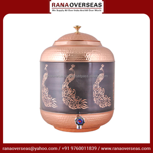 ถังเก็บน้ำทำจากทองแดงสลักลายนกยูงสำหรับเก็บน้ำในบ้านและสำนักงาน - Product Image 4