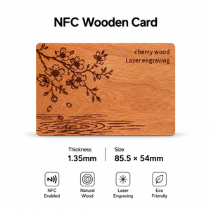 การ์ด NFC ไม้เชอร์รี่แบบกำหนดเอง ขายดีปี 2026 NTAG213/215/216 บัตรสมาร์ทการ์ด RFID สำหรับโซเชียลมีเดียและรีวิว Google แบบตั้งโปรแกรมได้ - Product Image 3