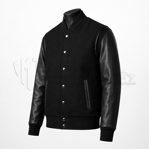 Chaqueta Varsity de Lana Negra Personalizada, Tejido Transpirable y Resistente al Viento, Diseño Unisex de Invierno, Etiqueta Privada OEM, Logotipo Personalizado - Product Image 3