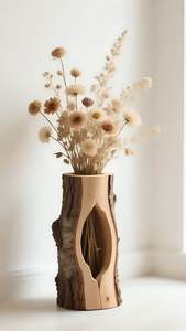 Vase à fleurs en bois de qualité supérieure, best-seller, fabriqué à partir de bois massif naturel pour une décoration élégante de la maison, du salon et du bureau - Product Image 3