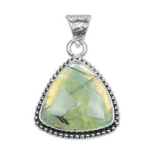 จี้เพรนไนต์ดีไซน์เนอร์ ทำด้วยมือจากทองเหลืองชุบเงิน วินเทจ ดีไซน์/ขนาดหลากหลาย พลอยสำหรับผู้หญิง ของขวัญวันครบรอบ - Product Image 3