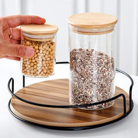 Langlebiger Moderner Mango-Holz Lazy Susan Drehbarer Organizer Küchenarbeitsplatte Vorratsregal Lebensmittelbehälter Gewürzregal Drehbares Regal