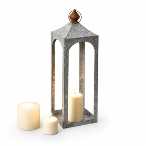 Farol de Navidad de Metal Galvanizado con Asa de Cuerda, Diseño Hueco de Copo de Nieve, Portavelas de Hierro para Decoración de Mesa en Invierno - Product Image 3