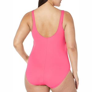Conjunto de Bikini Rosa para Mujer, Cuello Cuadrado, Color Sólido, Tejido Elástico, Estilo Bandeau, Braguita Cheeky, Transpirable, Corte Regular, Estilo Tank Top, 3 Piezas - Product Image 2