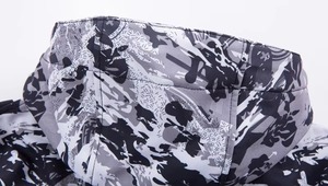 <b>Men</b> Camouflage Waterproof <b>Windbreaker</b> <b>Black</b> White Grey Abstract Print Hooded Outdoor Jacket Full Zip Hiking Jacket Winterwear - Product Image 2