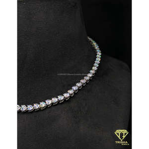 สร้อยคอเทนนิสเพชรทรงหัวใจแบบสั่งทำพิเศษ เพชร VVS ที่เพาะเลี้ยงในห้องปฏิบัติการ ตัวเรือนเงินแท้ 925 เครื่องประดับฮิปฮอป โดย Trisha Jewels - Product Image 4