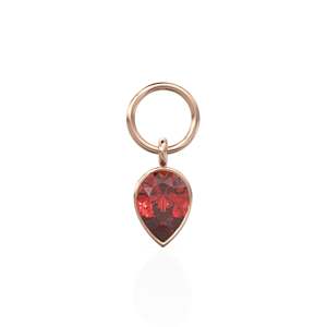 Pendentif en or massif avec serti clos en forme de poire rubis, pierre de naissance de juillet, bijou fin minimaliste et empilable, pierre précieuse rouge en or massif pour elle - Product Image 5