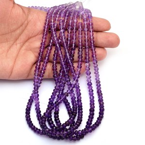 Cuentas facetadas de amatista natural africana de 5 mm, calidad AAA+, en forma de rondel, piedras semipreciosas con tonalidades para la elaboración de joyería. - Product Image 4