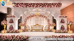 Royal Rajasthani <b>Wedding</b> Stage Setup With Stylish Mirror Panels Trending Palace Style <b>Wedding</b> Mirror Stage Mughal Style <b>Frames</b> - Product Image 3