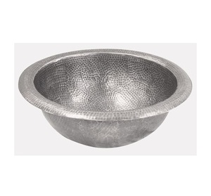 Unique Design Round Shape Undermount Basin Customized Size Wholesale Copper Basin Copper Hammered <b>Sink</b> Pewter Finished - Product Image 1