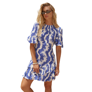 Vestido Mini con Estampado Floral para Mujer, Vestido de Manga Corta - Product Image 1