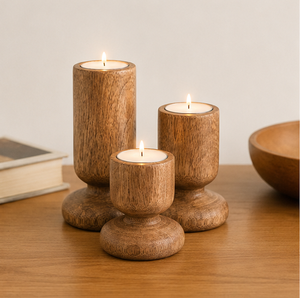 Handcrafted Natural Mango <b>Wood</b> Tealight Holders <b>Rustic</b> Wooden Candle Stand For Home Decor Wedding Centerpiece And Giftings - Product Image 2
