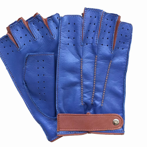 Guantes de Ciclismo de Cuero Azul con Diseño Perforado Transpirable, Deportivos, hasta la Muñeca, Ecológicos, Térmicos, para Primavera/Verano - Product Image 2