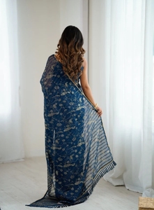 Sari de Georgette con Estampado Floral Estilo Bollywood KV - Product Image 6