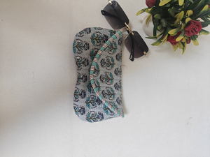Blue Floral Quilted <b>Sunglasses</b> <b>Case</b> Soft Irregular Shape Fashionable Eyewear Pouch for Women 3-5.9in - Product Image 6