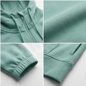 Diseño personalizado de las mujeres de algodón en blanco Logotipo de color sólido recortado liso de moda de manga larga Fitness precio barato mujeres sudadera - Product Image 4