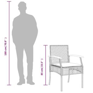 Conjunto de Comedor para Jardín Mediano con Cubiertas Removibles de Ratán Sintético PE Beige - Product Image 6