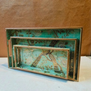 Wholesale Modern Printed Plastic Handle Living Room Household Tray Great Gift Vintage Enamel Serving Tray - Product Image 1