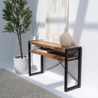Console industrielle à deux étagères Vandana Sierra Terra, meuble d'appoint moderne en métal et bois