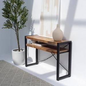 Console industrielle à deux étagères Vandana Sierra Terra, meuble d'appoint moderne en métal et bois - Product Image 3
